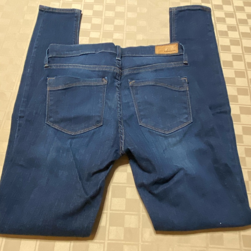 EUC Express Jeans Women’s Legging Mid Rise Size 0 Dark Wash 24 X 30 Cotton Blend